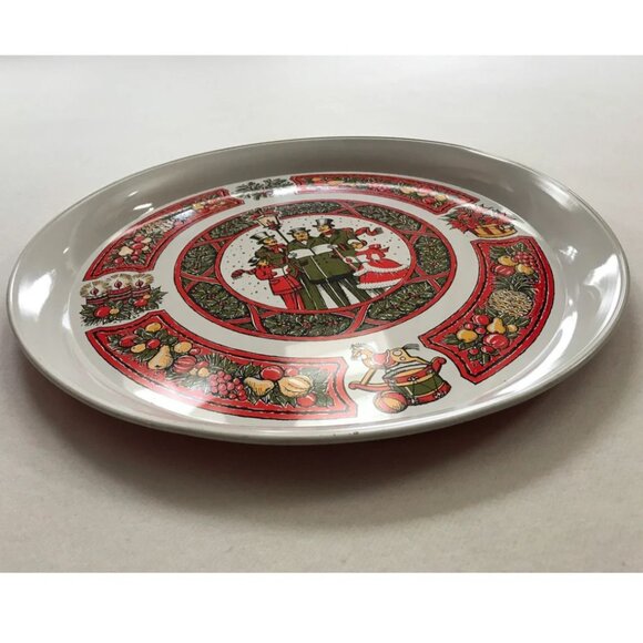 Vintage Christmas Holiday Tin Tray Retro Hallmark Xmas Decor Kitschy Cute USA - Picture 3 of 7
